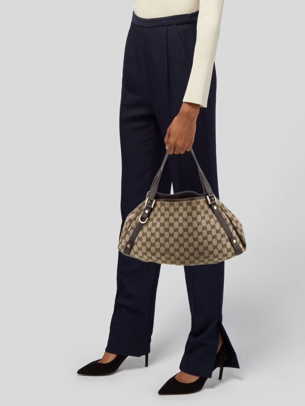 Authentic Gucci GG Canvas Abbey Tote Beige/Chocolate Brown - Picture 14 of 14